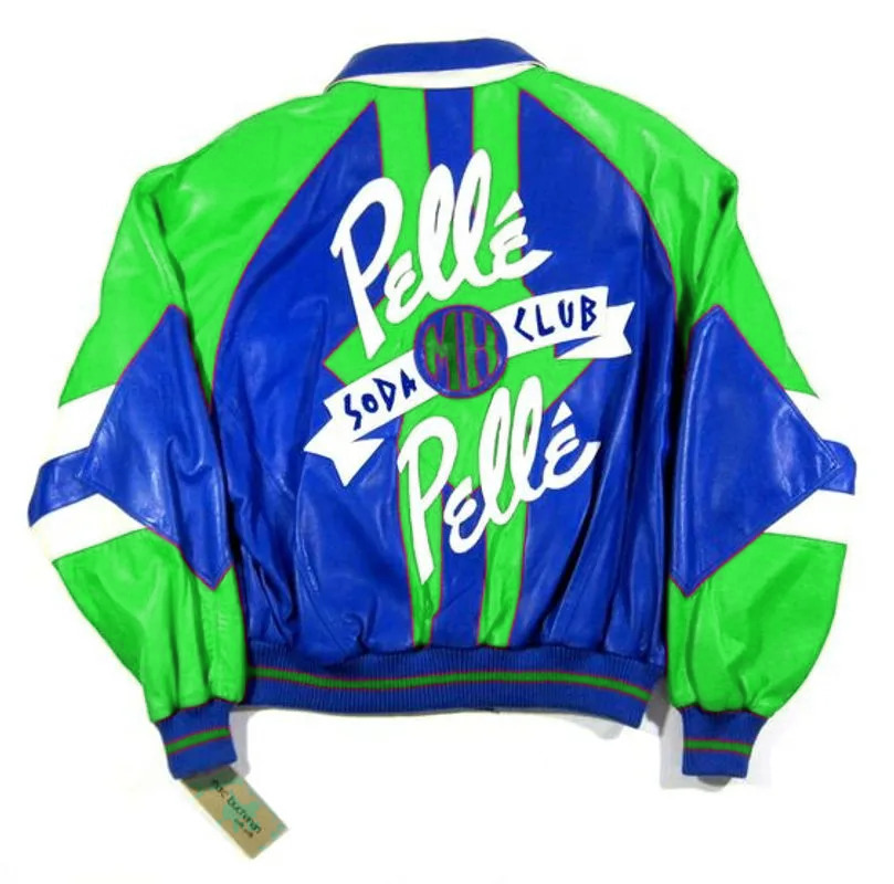 Early 90S Vintage Pelle Pelle Green Blue Soda Club Jacket