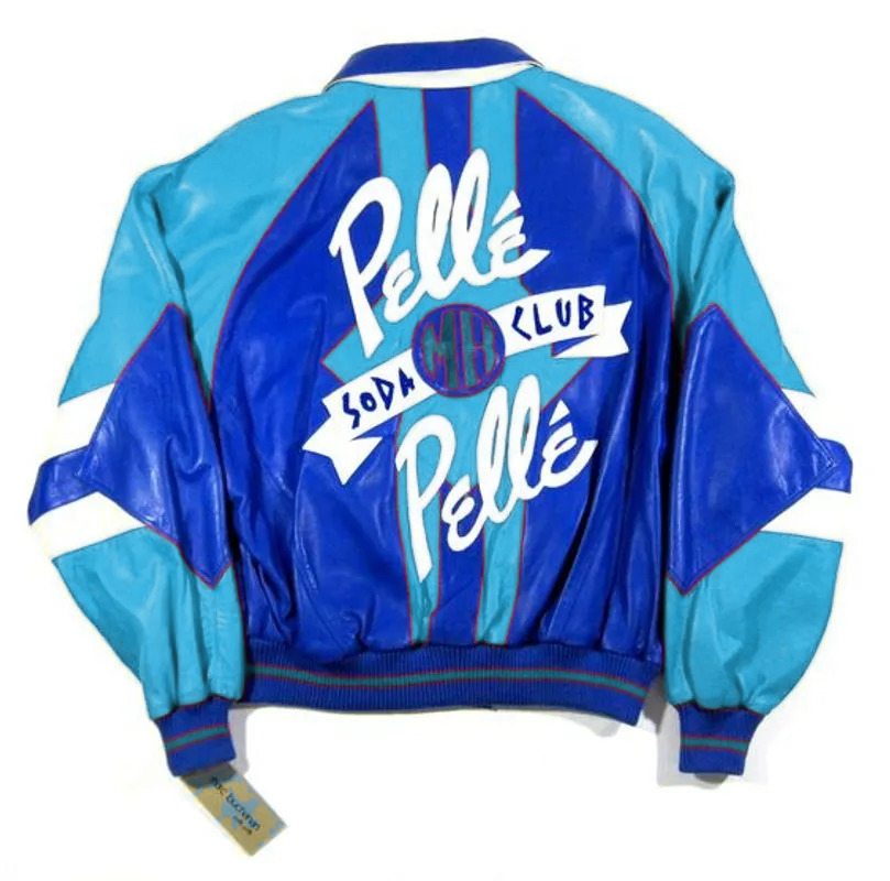 Early 90S Vintage Pelle Pelle Turquoise Soda Club Jacket