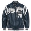 Pelle Pelle Encrusted Varsity Plush Navy Mens Jacket