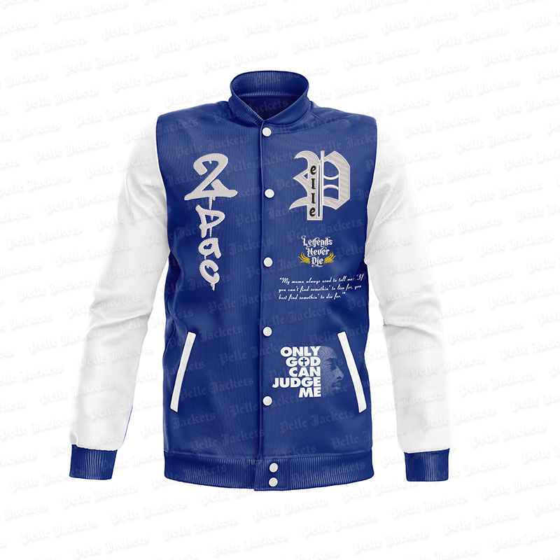 Tupac Legends Never Die Blue Varsity Jacket