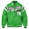 Pelle Pelle Green Encrusted Varsity Plush Jacket