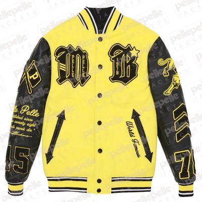 Pelle Pelle New Varsity Black and Yellow Plush Jacket