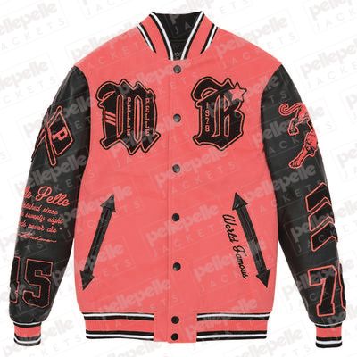 Pelle Pelle New Varsity Melon and Black Plush Jacket