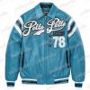 Pelle Pelle Turquoise Encrusted Varsity Plush Jacket