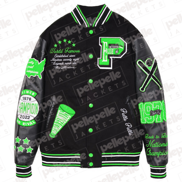 Pelle Pelle Varsity New Black and Green Jacket