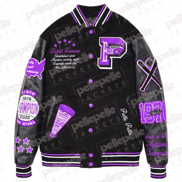 Pelle Pelle Varsity New Black and Purple Jacket