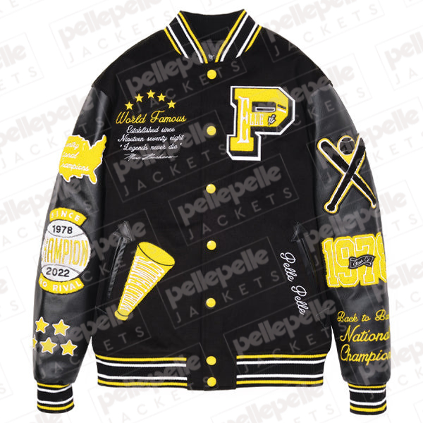 Pelle Pelle Varsity New Black and Yellow Jacket